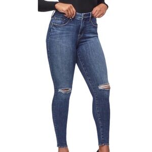 Good American Skinny Busted Knee Stretch Jeans Size 28.